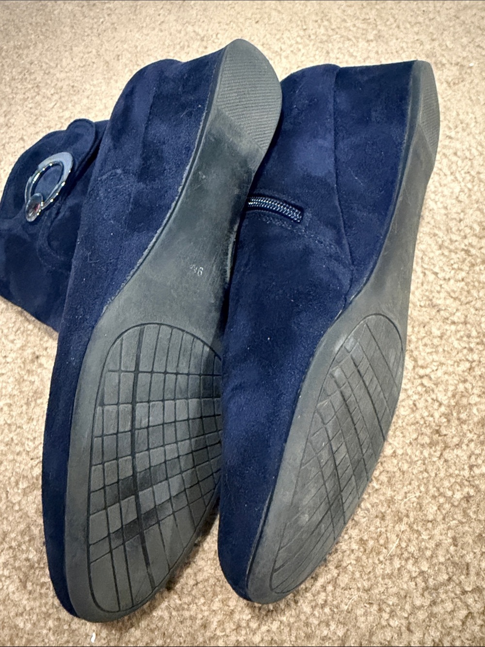 Impo Navy Suede Ankle Boots with Decorative Side Buckle - Picture 3 of 5